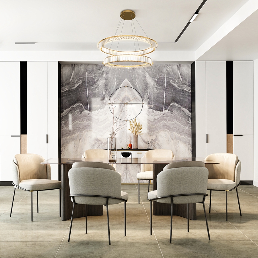 Maytoni P097PL-L90G4K - LED-lysekrone med wireophæng KRONE LED/90W/230V CRI 90 Ø 102 cm guld