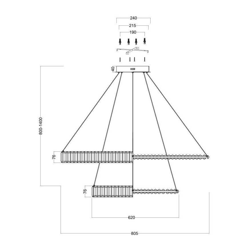 Maytoni P097PL-L90G4K - LED pendel KRONE LED/90W/230V CRI 90 diameter 80,5 cm guldfarvet