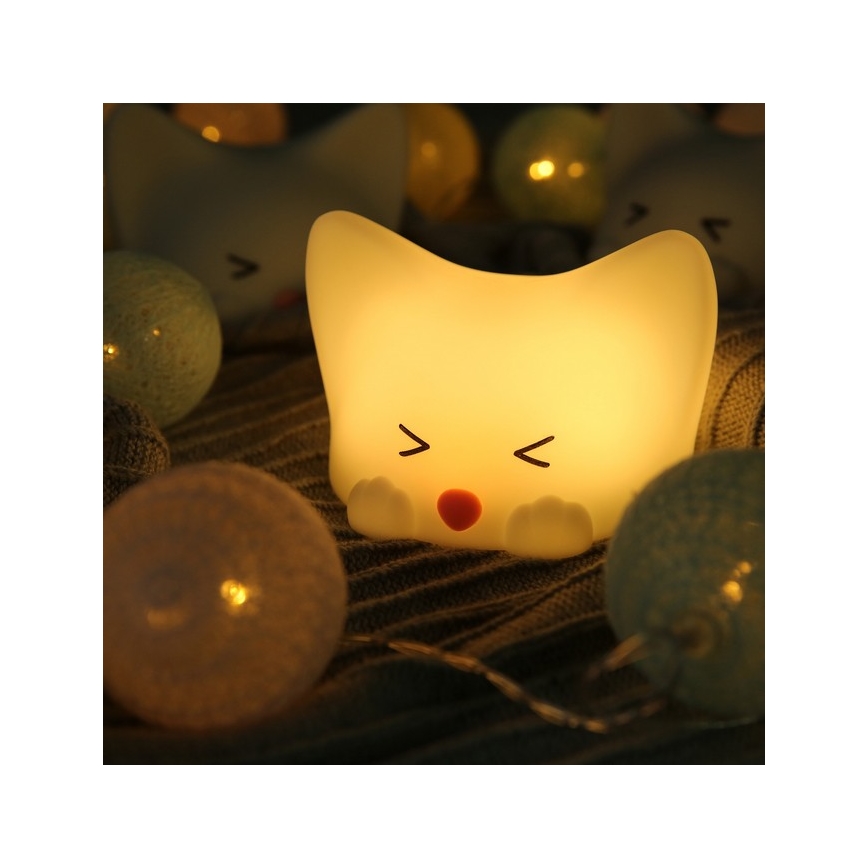 MegaLight - Genopladelig LED børnelampe m. RGB-farver og touch-funktion dæmpbar CATTY CAT LED/5V