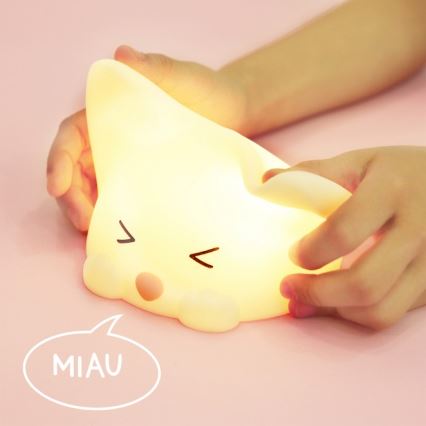 MegaLight - Genopladelig LED børnelampe m. RGB-farver og touch-funktion dæmpbar CATTY CAT LED/5V