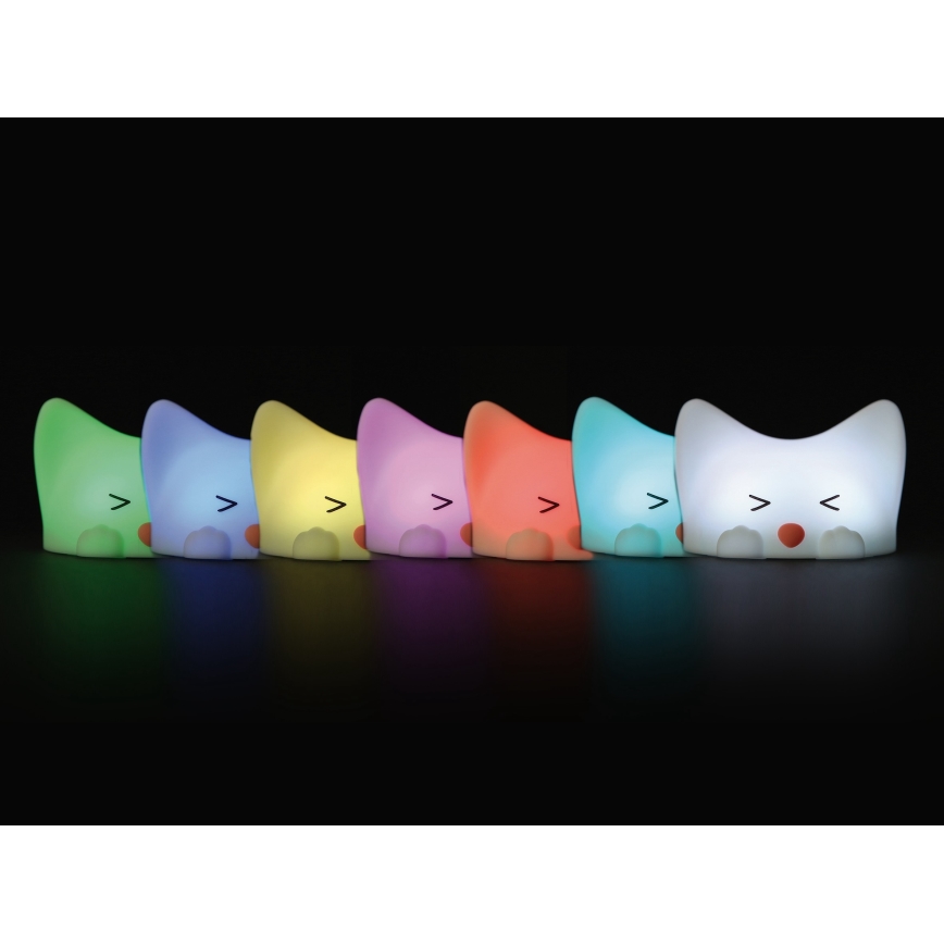 MegaLight - Genopladelig LED børnelampe m. RGB-farver og touch-funktion dæmpbar CATTY CAT LED/5V