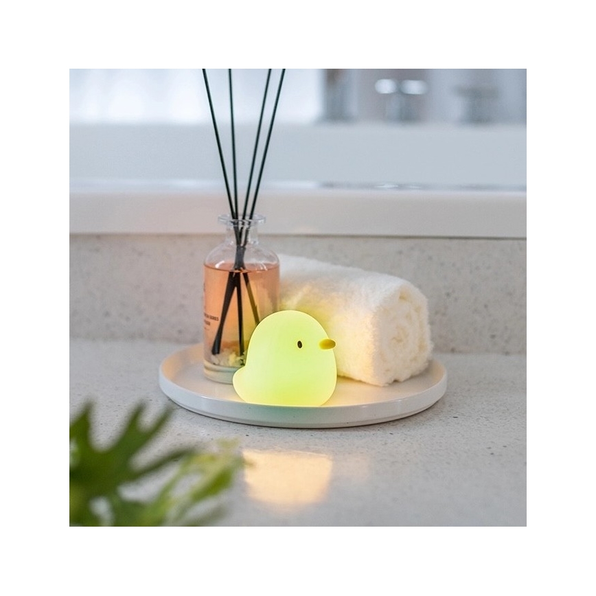 MegaLight - Genopladelig LED børnelampe til badekar m. RGB-farver og touch-funktion SWIMMY DUCK LED/5V IP67