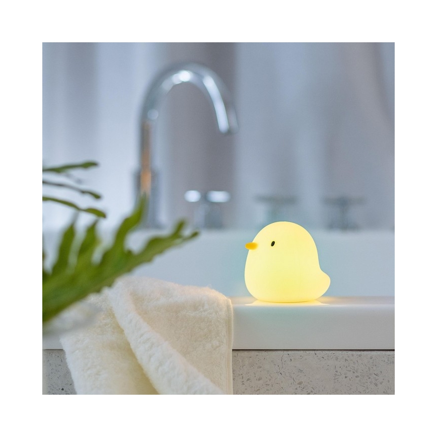 MegaLight - Genopladelig LED børnelampe til badekar m. RGB-farver og touch-funktion SWIMMY DUCK LED/5V IP67
