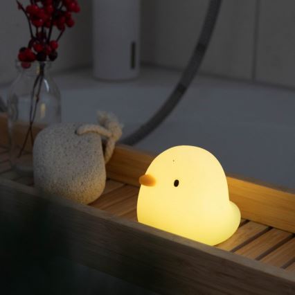 MegaLight - Genopladelig LED børnelampe til badekar m. RGB-farver og touch-funktion SWIMMY DUCK LED/5V IP67