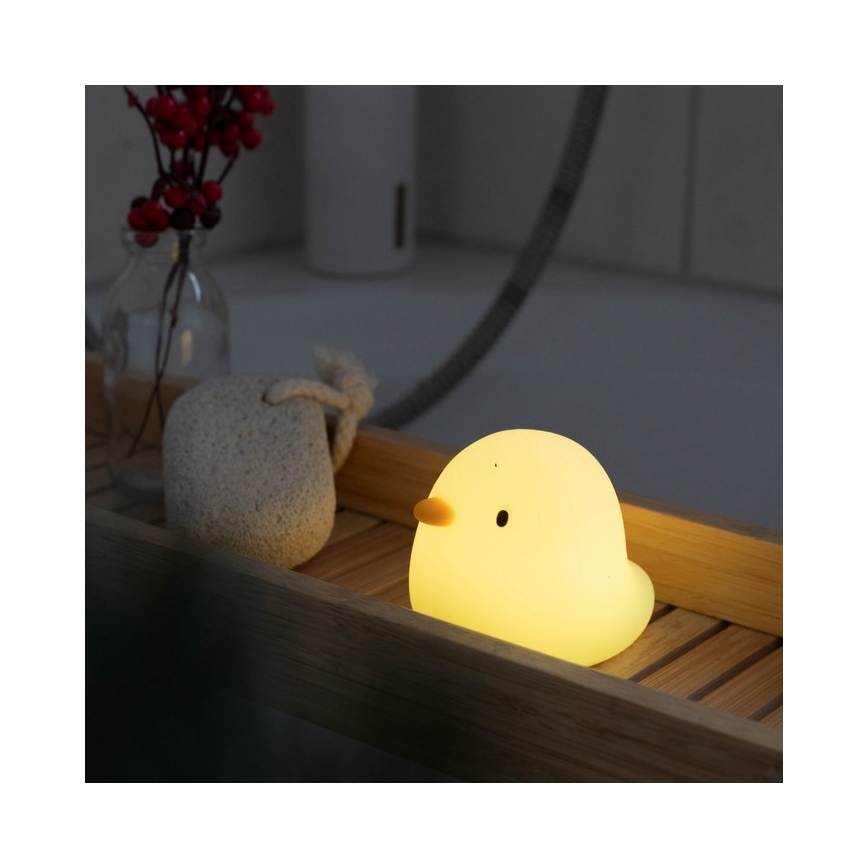 MegaLight - Genopladelig LED børnelampe til badekar m. RGB-farver og touch-funktion SWIMMY DUCK LED/5V IP67