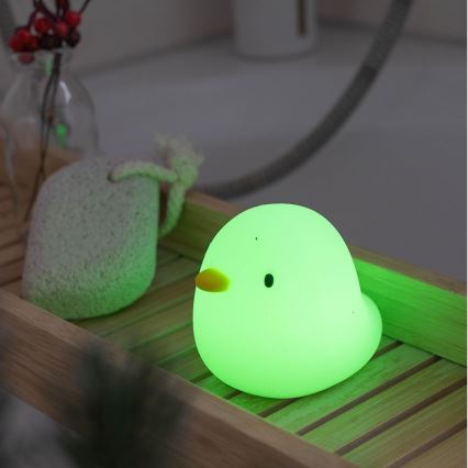 MegaLight - Genopladelig LED børnelampe til badekar m. RGB-farver og touch-funktion SWIMMY DUCK LED/5V IP67