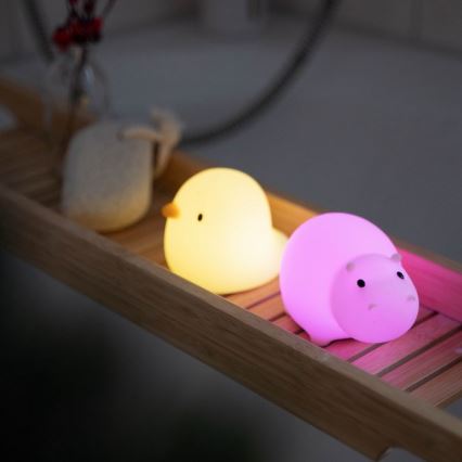 MegaLight - Genopladelig LED børnelampe til badekar m. RGB-farver og touch-funktion SWIMMY DUCK LED/5V IP67
