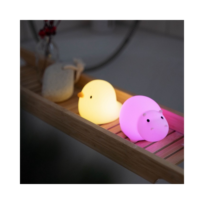 MegaLight - Genopladelig LED børnelampe til badekar m. RGB-farver og touch-funktion SWIMMY DUCK LED/5V IP67
