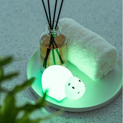 MegaLight - Genopladelig LED børnelampe til badekar m. RGB-farver og touch-funktion SWIMMY HIPPO LED/5V IP67
