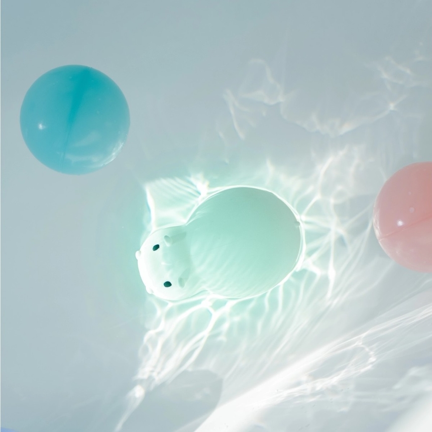 MegaLight - Genopladelig LED børnelampe til badekar m. RGB-farver og touch-funktion SWIMMY HIPPO LED/5V IP67