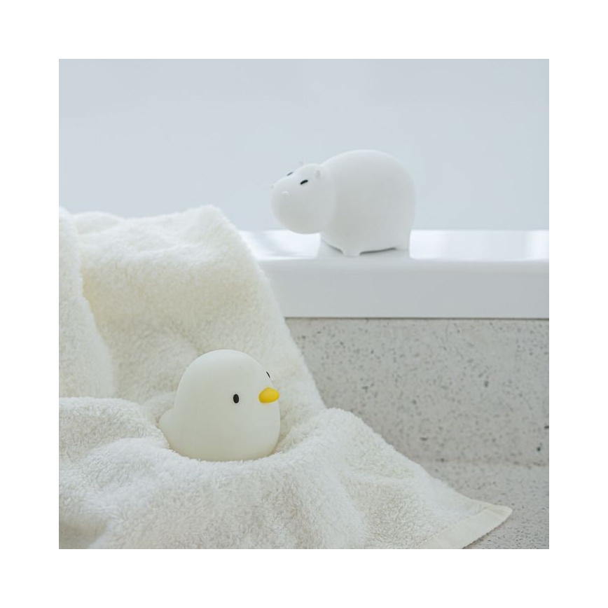MegaLight - Genopladelig LED børnelampe til badekar m. RGB-farver og touch-funktion SWIMMY HIPPO LED/5V IP67