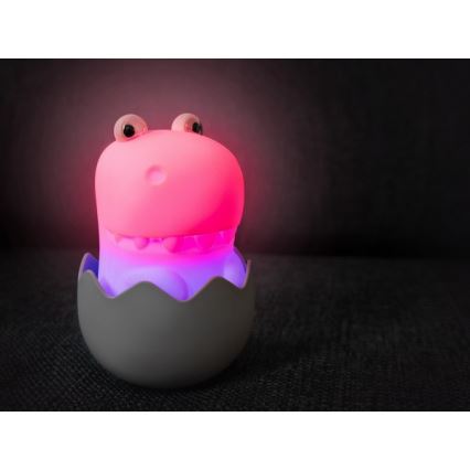MegaLight - LED børnelampe m. RGB-farver genopladelig touch-funktion dæmpbar DIGGY DINO LED/5V