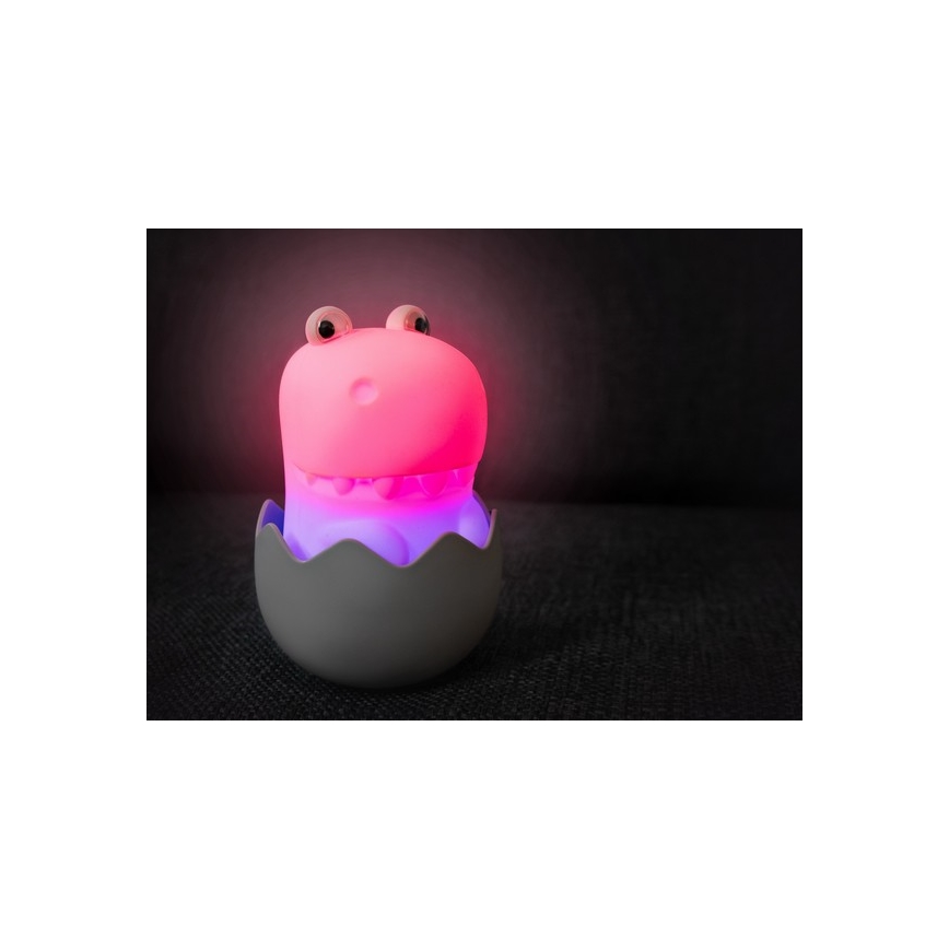 MegaLight - LED børnelampe m. RGB-farver genopladelig touch-funktion dæmpbar DIGGY DINO LED/5V