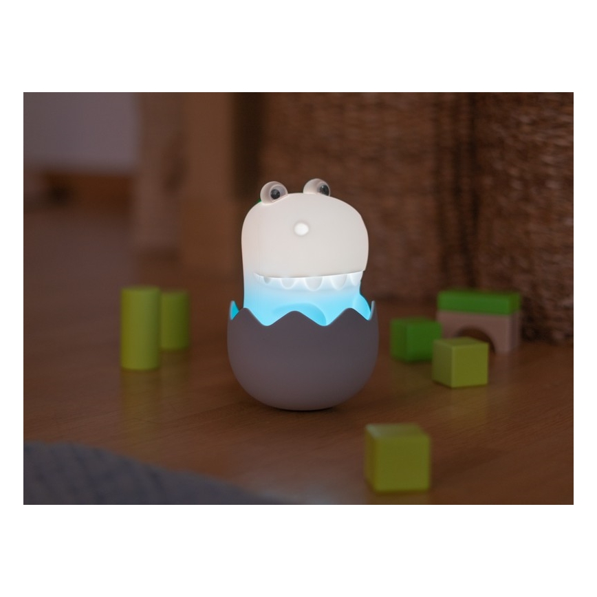 MegaLight - LED børnelampe m. RGB-farver genopladelig touch-funktion dæmpbar DIGGY DINO LED/5V