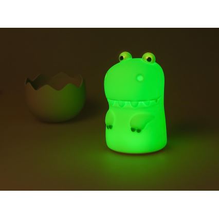 MegaLight - LED børnelampe m. RGB-farver genopladelig touch-funktion dæmpbar DIGGY DINO LED/5V