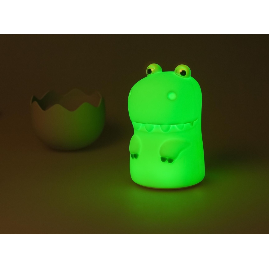 MegaLight - LED børnelampe m. RGB-farver genopladelig touch-funktion dæmpbar DIGGY DINO LED/5V