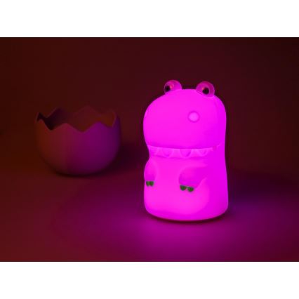 MegaLight - LED børnelampe m. RGB-farver genopladelig touch-funktion dæmpbar DIGGY DINO LED/5V
