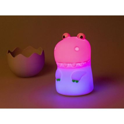 MegaLight - LED børnelampe m. RGB-farver genopladelig touch-funktion dæmpbar DIGGY DINO LED/5V