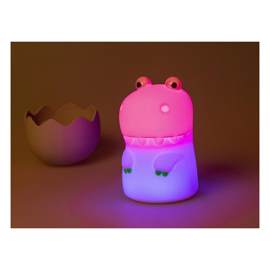 MegaLight - LED børnelampe m. RGB-farver genopladelig touch-funktion dæmpbar DIGGY DINO LED/5V