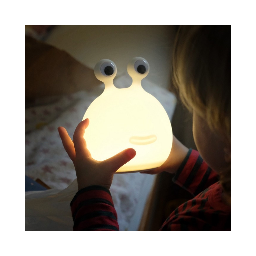 MegaLight - LED børnelampe RGB-farver genopladelig dæmpbar touch-funktion MOMO MOON LED/5V