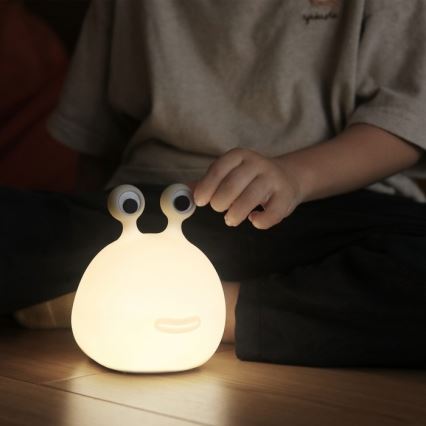 MegaLight - LED børnelampe RGB-farver genopladelig dæmpbar touch-funktion MOMO MOON LED/5V