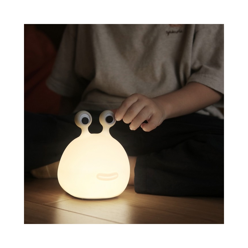 MegaLight - LED børnelampe RGB-farver genopladelig dæmpbar touch-funktion MOMO MOON LED/5V