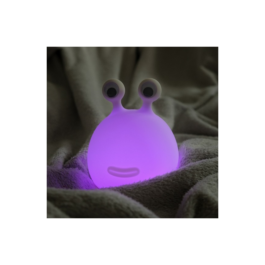 MegaLight - LED børnelampe RGB-farver genopladelig dæmpbar touch-funktion MOMO MOON LED/5V