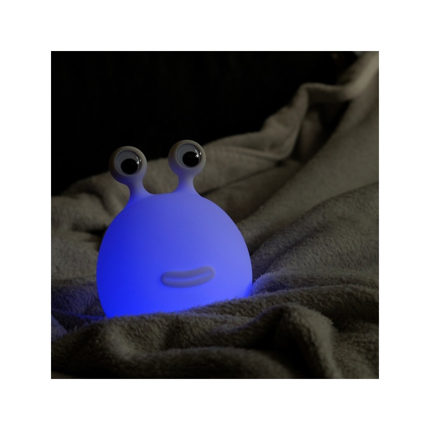 MegaLight - LED børnelampe RGB-farver genopladelig dæmpbar touch-funktion MOMO MOON LED/5V