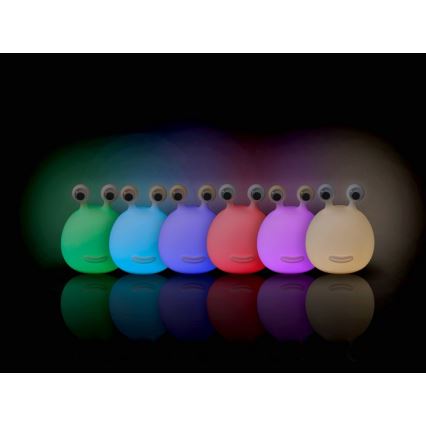 MegaLight - LED børnelampe RGB-farver genopladelig dæmpbar touch-funktion MOMO MOON LED/5V