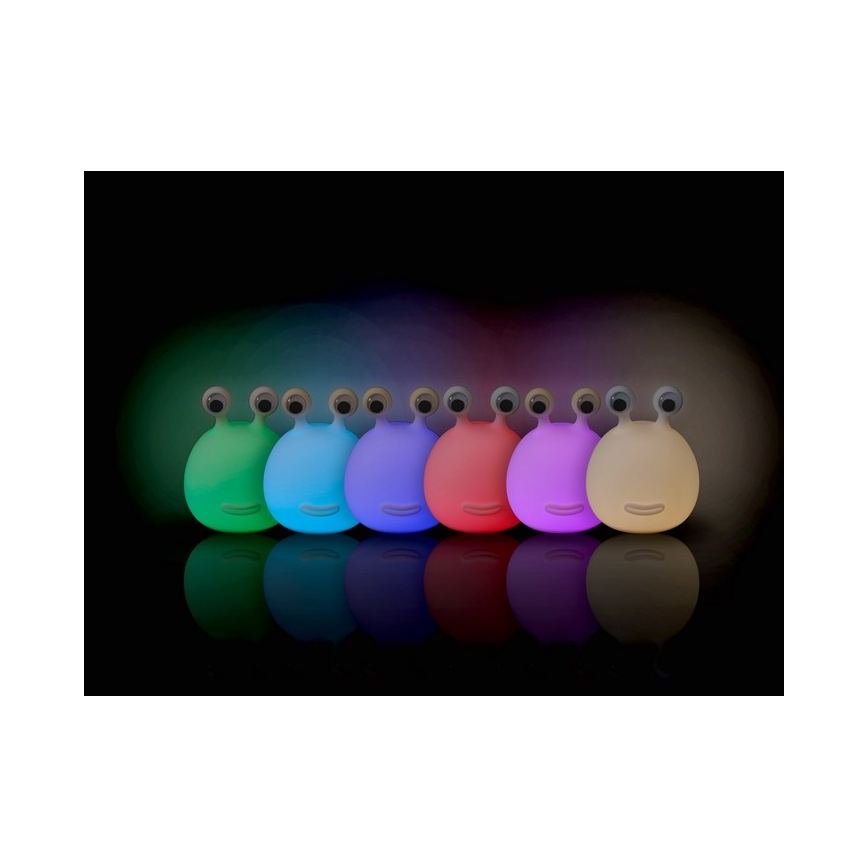 MegaLight - LED børnelampe RGB-farver genopladelig dæmpbar touch-funktion MOMO MOON LED/5V