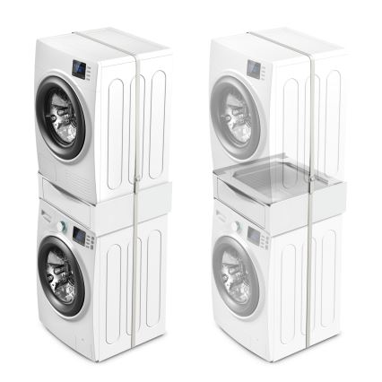Meliconi 656112 - Stabeladapter til vaskemaskine og tørretumbler med udtrækbar opbevaringsskuffe på 28 l, hvid