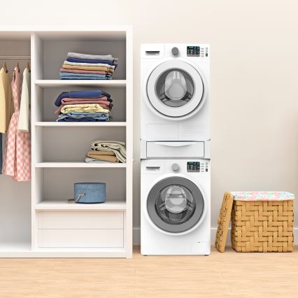 Meliconi 656112 - Stabeladapter til vaskemaskine og tørretumbler med udtrækbar opbevaringsskuffe på 28 l, hvid