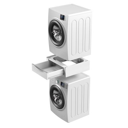 Meliconi 656112 - Stabeladapter til vaskemaskine og tørretumbler med udtrækbar opbevaringsskuffe på 28 l, hvid