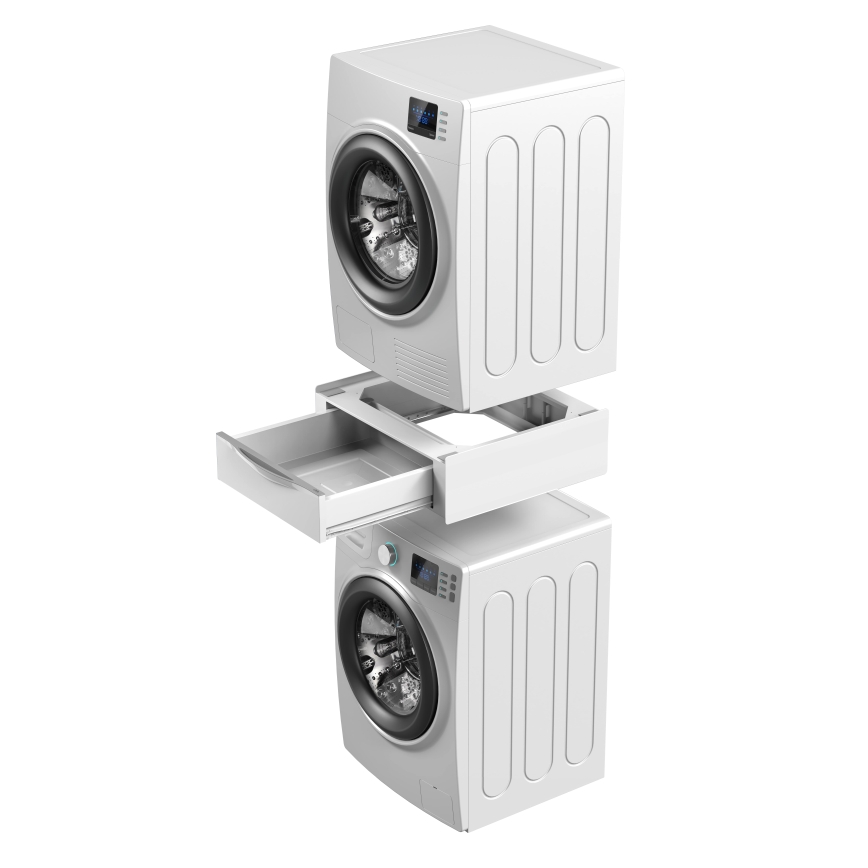 Meliconi 656112 - Stabeladapter til vaskemaskine og tørretumbler med udtrækbar opbevaringsskuffe på 28 l, hvid