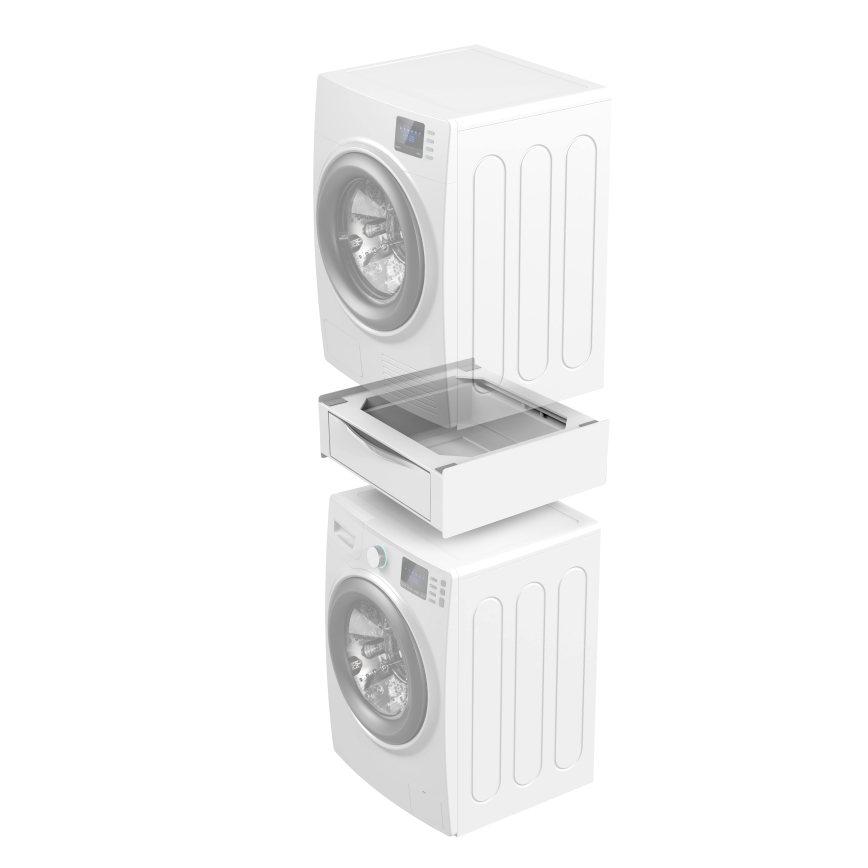 Meliconi 656112 - Stabeladapter til vaskemaskine og tørretumbler med udtrækbar opbevaringsskuffe på 28 l, hvid