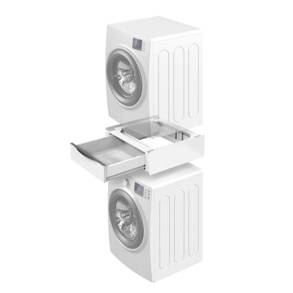 Meliconi 656112 - Stabeladapter til vaskemaskine og tørretumbler med udtrækbar opbevaringsskuffe på 28 l, hvid