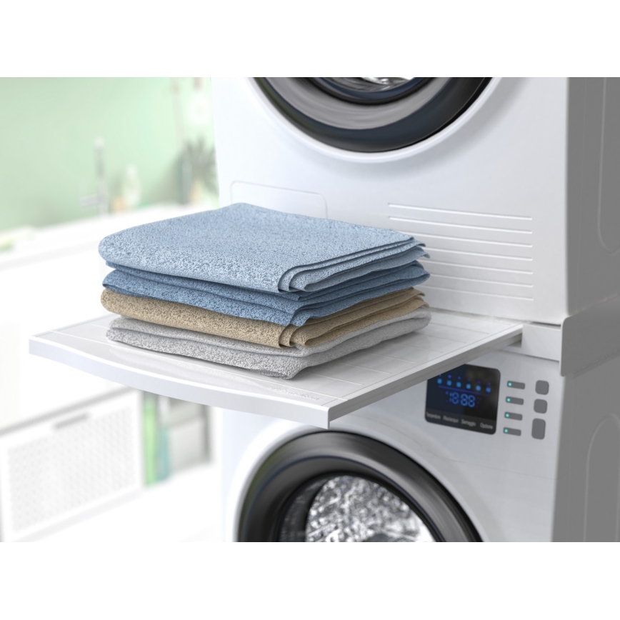 Meliconi 656113 - Mellemstykke med skuffe til vaskemaskine og tørretumbler, 70 cm, hvid