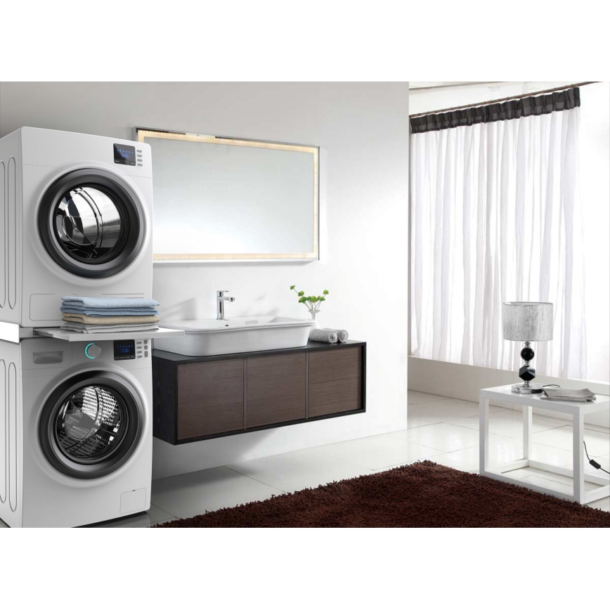 Meliconi 656113 - Mellemstykke med skuffe til vaskemaskine og tørretumbler, 70 cm, hvid