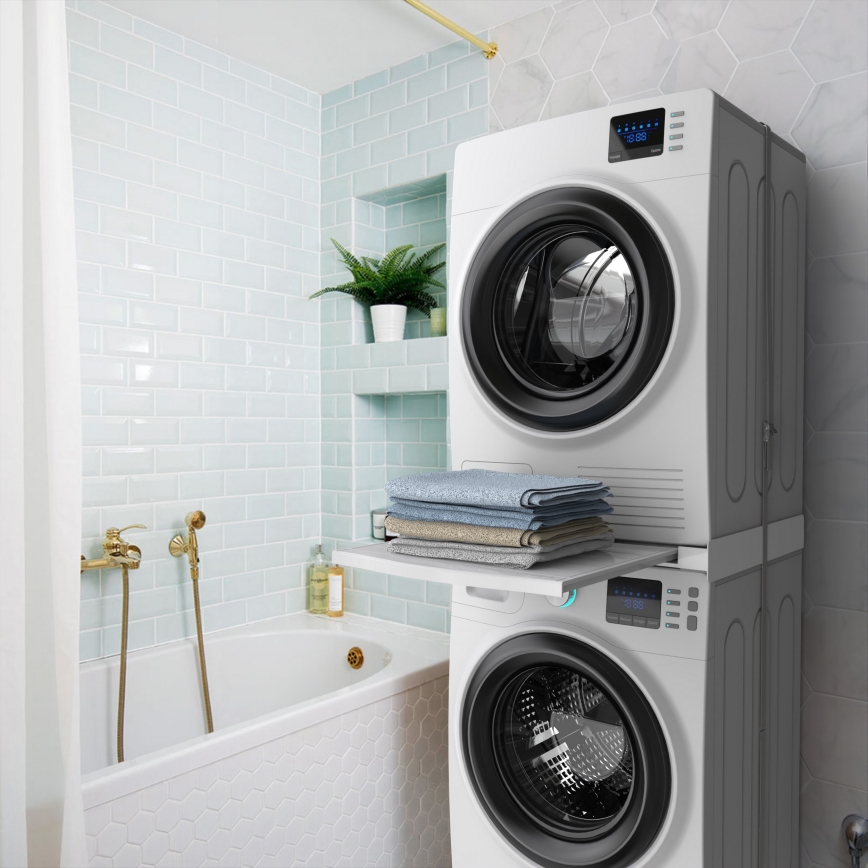 Meliconi 656113 - Mellemstykke med skuffe til vaskemaskine og tørretumbler, 70 cm, hvid