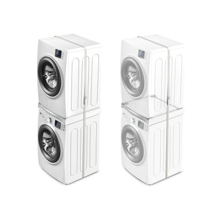 Meliconi 656113 - Mellemstykke med skuffe til vaskemaskine og tørretumbler, 70 cm, hvid