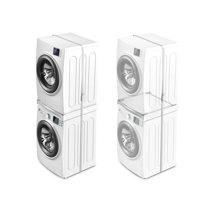 Meliconi 656113 - Mellemstykke med skuffe til vaskemaskine og tørretumbler, 70 cm, hvid