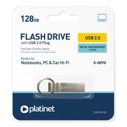 Metal vandtæt Flash Disk USB 128GB mat krom