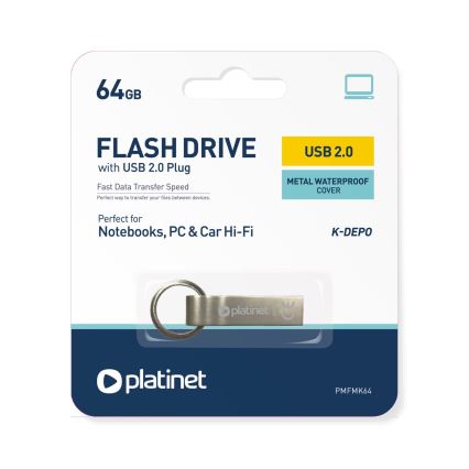 Metal vandtæt Flash Disk USB 64GB mat krom