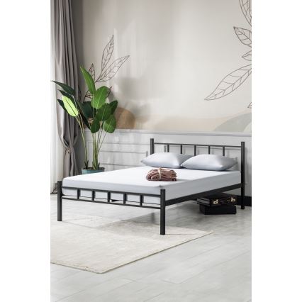 Metaldobbeltseng ORMEL 120x200 cm, sort, maks. belastning 120 kg