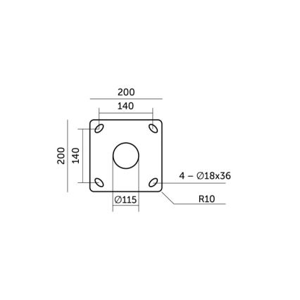 Metalstang til udendørs belysningsmast BASE 3 m sort
