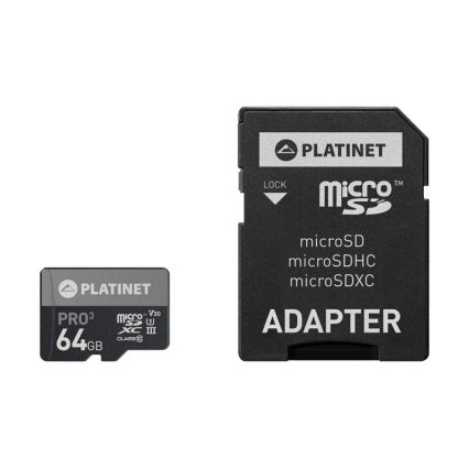 MicroSDXC 64GB U3 Pro A1 90MB/s + SD-adapter