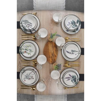 Middagsservice, 24 dele, flerfarvet i stentøj