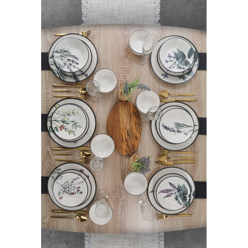 Middagsservice, 24 dele, flerfarvet i stentøj