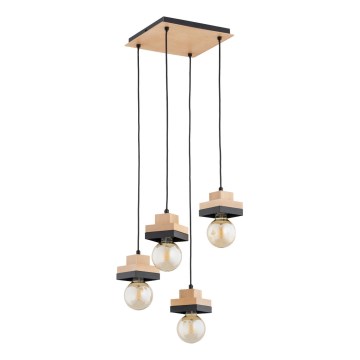 MIKO pendel på ledning 4xE27/15W/230V sort/beige