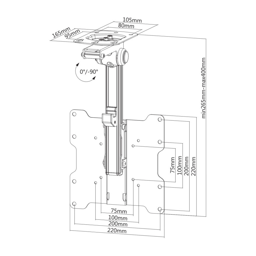MK FLORIA MKF-17DS220 - Loftophæng til TV 46 sort